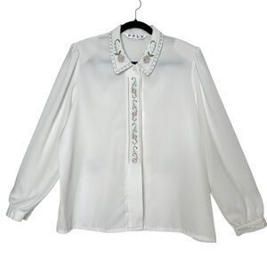 Vintage Feminine Cottagecore Floral Embroidered Blouse Countrycore Coquette Boho